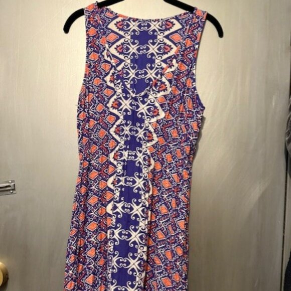 Vintage forever 21 Boho V-neck  Geographic Tribal print Maxi Dress - Picture 2 of 16